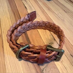 NWT Harry Barker Braided Leather Dog Collar-M